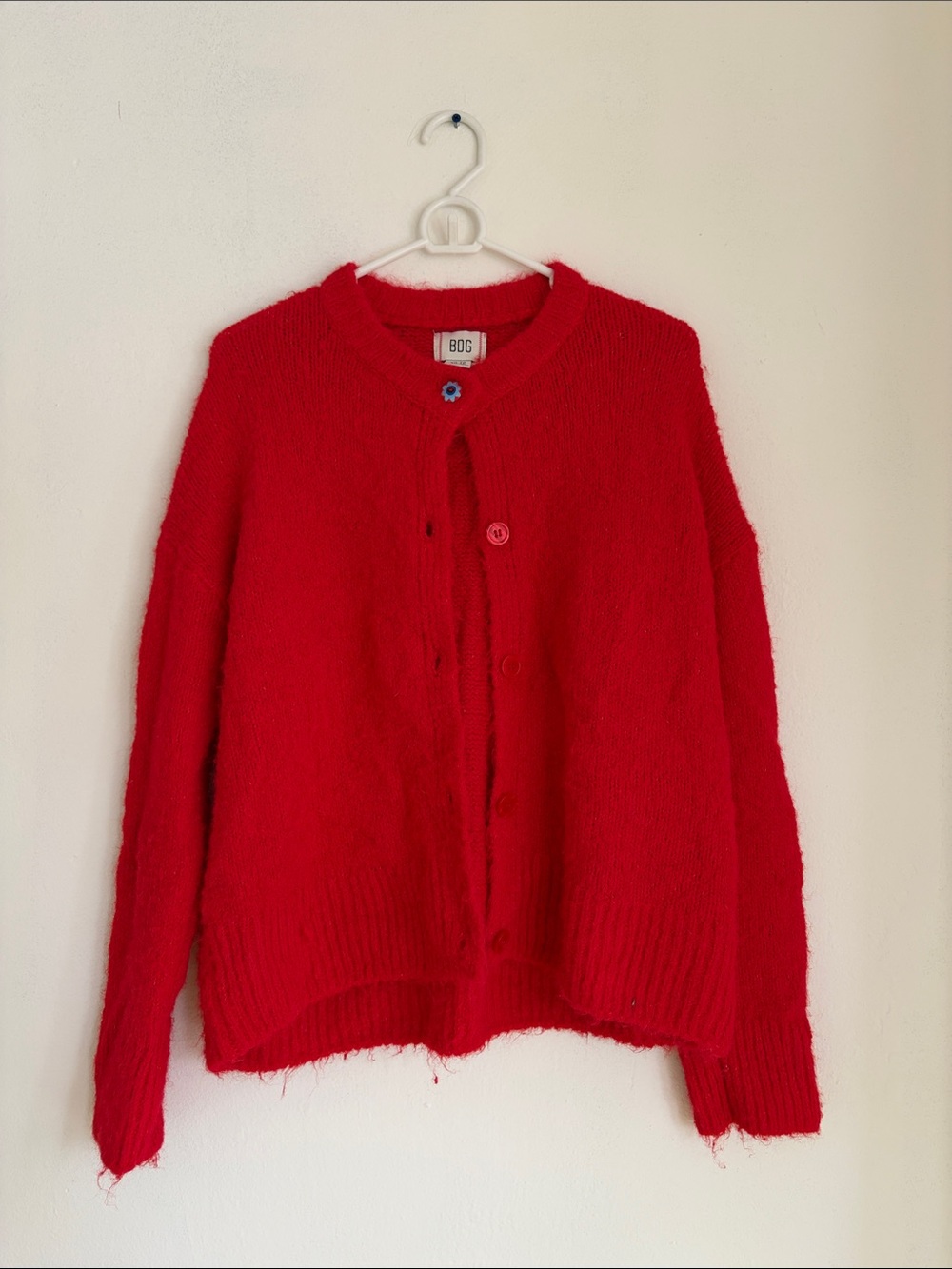 BDG Bright Red Women's Button-Front Cardigan